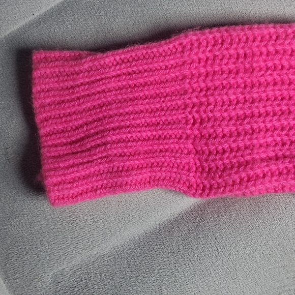 360 Cashmere XS Hot Neon Pink Cropped Chunky Knit Sweater Relaxed Boxy Luxury - Picture 7 of 9